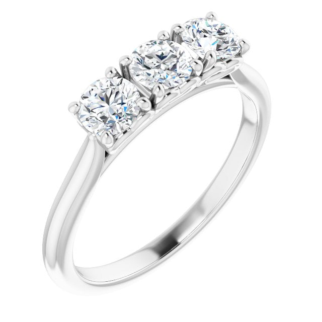 0.75 ct. Prong Set Round Cut Diamond 3 Stone Wedding Band-VIRABYANI